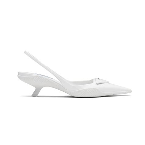 prada slingback pumps white|Prada slingback kitten heel pumps.